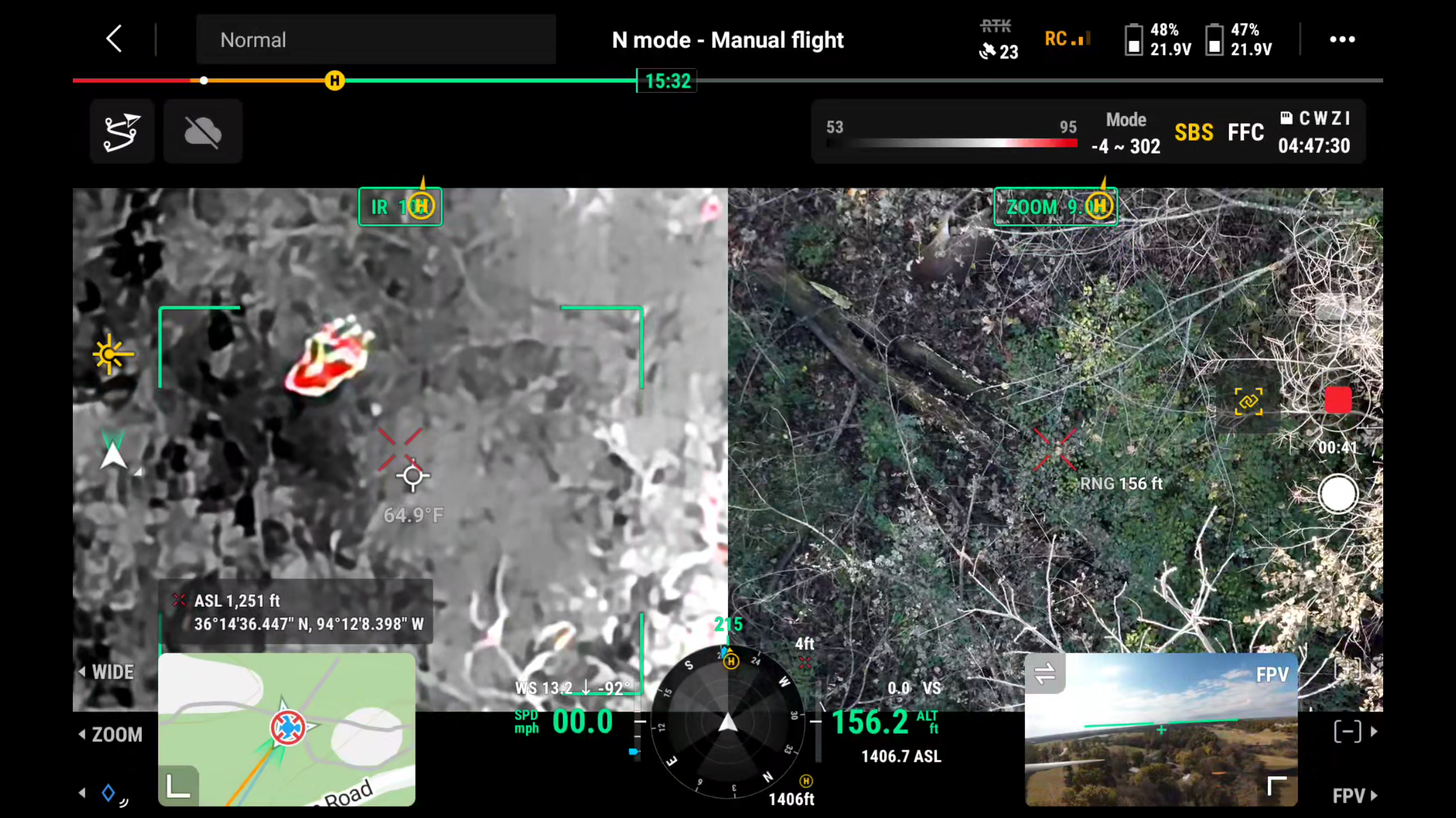 Thermal drone footage over a pasture edge